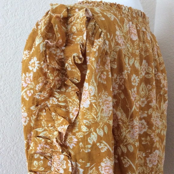 Free People boho top cotton puffy sleeves mustard - Picture 9 of 10